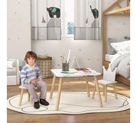 AIYAPLAY Set Table et 2 Chaises pour Enfants avec Dossier en Couronne, Âge 3-6 Ans, Blanc