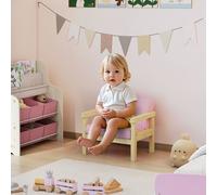 AIYAPLAY Sillón Infantil avec Tissu Doux en Velours et Structure en Bois Assise et Dossier Rembourrés 46,5x44x45 cm Rose