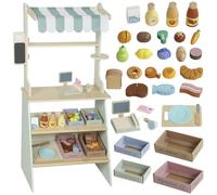 AIYAPLAY Supermarché pour Enfant 34 pièces, marchande en Bois avec Tableau Noir, Caisse enregistreuse et Accessoires, Jeu d'épicerie pour Enfants de 3 Ans et Plus, Vert