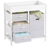 AIYAPLAY Table à langer 4 tiroirs 0-12 mois max 11kg blanc