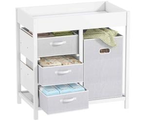 AIYAPLAY Table à langer 4 tiroirs 0-12 mois max 11kg blanc