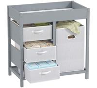AIYAPLAY Table à langer avec 4 tiroirs, table à langer pour 0-12 mois (max. 11kg), avec tapis, station de soins pour la chambre à coucher, gris