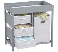 AIYAPLAY Table à langer bébé avec 4 tiroirs pour 0-12 mois max. 11kg gris