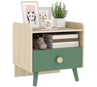 AIYAPLAY Table de Chevet Enfant Table de Nuit Enfant avec tiroir et Niche, Petite Table d'appoint en Bois pour Chambre d'enfant, 40L x 32,5l x 40H cm, Vert