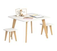 AIYAPLAY Table Enfant avec 2 chaises, Ensemble 3 Pièces, 3 à 8 Ans, Blanc