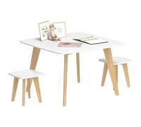 AIYAPLAY Table Enfant avec 2 chaises, Ensemble Table et chaises Enfants 3 pièces, pour Salle de Jeux, Chambre et Maternelle, garçons et Filles de 3 à 8 Ans, Blanc