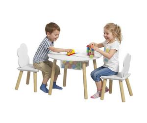 AIYAPLAY Table Enfant avec Chaise 2 Chaises Sac de Rangement 3-6 Ans Blanc