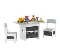 AIYAPLAY Table Enfant avec Chaise 6 Tiroirs Amovibles 3-8 Ans Gris Clair