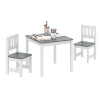 AIYAPLAY Table Enfant avec Chaise, Ensemble Table et 2 chaises en Bois Gris | pour dessiner, jouer, étudier, cadeau pour fille garçon 3-8 ans, pour salle de jeux, chambre, maternelle