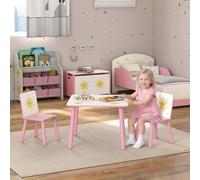 AIYAPLAY Table enfant avec chaise, ensemble table et 2 chaises enfant en bois, motifs d'étoile, 60 x 60 x 44 cm, rose