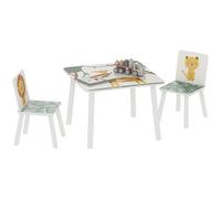 AIYAPLAY Table Enfant avec Chaise, Ensemble Table et 2 chaises Enfant en Bois pour Dessiner, Jouer, étudier, Motifs Animaux, pour Chambre, crèche, Salle de Jeux, Fille & garçon 3-8 Ans, Vert
