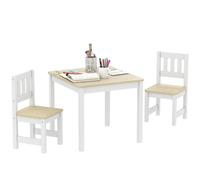 AIYAPLAY Table Enfant avec Chaise, Ensemble Table et 2 chaises Enfant en Bois pour Dessiner, Jouer, étudier, Cadeau pour Fille garçon 3-8 Ans, pour Salle de Jeux, Chambre, Maternelle, Bois Naturel