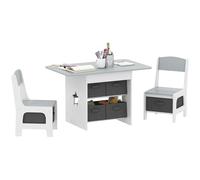 AIYAPLAY Table Enfant avec Chaise, Ensemble Table et 2 chaises Enfant pour Dessiner, Jouer, étudier avec 6 tiroirs Amovibles, pour Fille garçon 3-8 Ans, Gris Clair