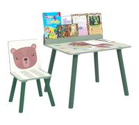 AIYAPLAY Table Enfant avec Chaise, Ensemble Table et Chaise en Bois Vert | pour Dessiner, Jouer, Étudier, Cadeau pour Fille Garçon 3-8 Ans, pour Salle de Jeux, Chambre, Maternelle