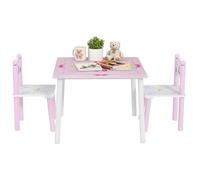 AIYAPLAY Table et chaises pour enfants 2-5 ans Table et chaises 3 pièces style princesse pour salle de jeux chambre d'enfant nurserie rose et blanc