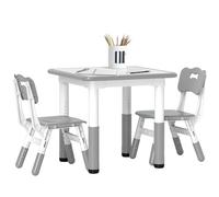 AIYAPLAY Table et chaises pour enfants 3 pièces Table pour enfants réglable en hauteur avec 2 chaises faciles à nettoyer pour de 18 mois à 5 ans pour salle de jeux chambre chambre d'enfant