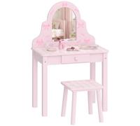 AIYAPLAY Table Maquillage 2-en-1 Enfants Tabouret Filles 3-6 Rose