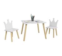 AIYAPLAY Table ondulée et 2 chaises Set pour Enfants 3-6 Ans Blanc | Chaises avec dossier couronne