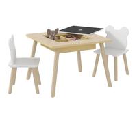 AIYAPLAY Table pour enfant avec 2 chaises, groupe de sièges pour enfant avec espace de rangement, plateau de table rabattable amovible, dossier en forme d'ours, pour chambre d'enfant, pour enfants de