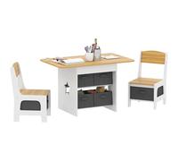 AIYAPLAY Table pour enfants avec 2 chaises, table et chaises pour enfants avec 6 tiroirs en tissu, design étoilé, pour garçons et filles de 3 à 8 ans, pour la maison, la crèche, la salle de classe,