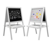 AIYAPLAY Tableau chevalet enfant 2-en-1 – ardoise magnétique et tableau à craie – 2 plateaux – blanc