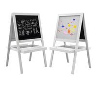 AIYAPLAY Tableau chevalet enfant 2-en-1 – ardoise magnétique et tableau à craie – 2 plateaux – blanc