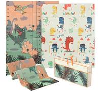 AIYAPLAY Tapis de Jeu Bébé Pliable 177 x 146 x 1,5 cm Thème Dinosaure | Double face, tapis d'activité réversible, tapis de mousse imperméable, pour pique-niques intérieur/extérieur