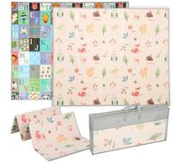 AIYAPLAY Tapis de jeu pour bébé pliable et réversible, 180 x 150 x 1 cm, tapis de sol en mousse épais, antidérapant et imperméable, motif d'alphabets et animaux favorisant le développement sensoriel