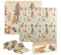 AIYAPLAY Tapis de jeu pour bébé pliable et réversible, 196 x 176 x 1,5 cm, tapis de sol en mousse épais, antidérapant et imperméable, motif d'animaux favorisant le développement sensoriel