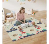 AIYAPLAY Tapis de Jeu Pour Bébé Pliable Réversible 196x176x1,5 cm Double Face Imperméable Multicolore