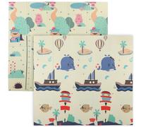 AIYAPLAY Tapis de jeu pour enfant bebe, tapis d'éveil bébé pliable épais réversible en mousse, 196 x 176 x 1,5 cm, multicolore