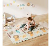 AIYAPLAY Tapis de jeu pour enfant bebe, tapis d'éveil bébé pliable épais réversible en mousse, 196 x 176 x 1,5 cm, multicolore