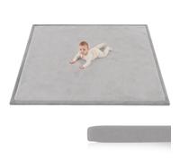 AIYAPLAY Tapis d'éveil bébé 3 cm, 180 x 150 cm, Flanelle Douce et Mousse, antidérapant, résistant à l'eau, Entretien Facile, Gris Clair