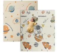 AIYAPLAY Tapis d'éveil double face, pliable et réversible, tapis d'éveil en mousse imperméable pour enfants, pour l'extérieur, l'intérieur et les pique-niques, 177 x 146 x 1.5cm, thème Astronautes et