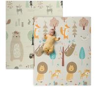 AIYAPLAY Tapis d'éveil double face, pliable et réversible, tapis d'éveil en mousse imperméable pour enfants, pour l'extérieur, l'intérieur et les pique-niques, 177 x 146 x 1.5cm, thème animalier