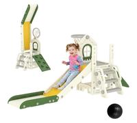 AIYAPLAY Toboggan pour Enfant Pliable 5-en-1 Escalade 1 à 3 Ans Crème