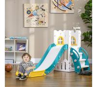AIYAPLAY Toboggan pour enfants 4 en 1 avec panier de basket, escalade, télescope, panier de rangement, blanc et vert