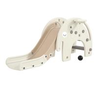 AIYAPLAY Toboggan pour Enfants, Toboggan 3 en 1 pour Enfants avec Panier de Basket, grimpeur, Toboggan d'intérieur sur Le thème de l'éléphant pour 1-3 Ans, Blanc crème