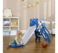 AIYAPLAY Toboggan pour enfants, toboggan intérieur pour enfants, avec panier de basket, thème tigre, de 18 à 36 mois, bleu