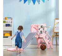 AIYAPLAY Toboggan pour enfants, toboggan intérieur pour enfants, avec panier de basket, thème tigre, de 18 à 36 mois, rose