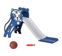 AIYAPLAY Toboggan pour Enfants, Toboggan intérieur pour Enfants, avec Un Panier de Basket, thème Tigre, de 18 à 36 Mois, jusqu'à 25 kg, 133L x 60l x 70H cm, Bleu