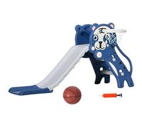AIYAPLAY Toboggan pour Enfants, Toboggan intérieur pour Enfants, avec Un Panier de Basket, thème Tigre, de 18 à 36 Mois, jusqu'à 25 kg, 133L x 60l x 70H cm, Bleu