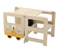 AIYAPLAY Tour Montessori pour enfants 2-5 ans avec tableau et table, en bois, 57x39x93 cm, couleur Bois