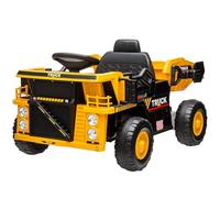 AIYAPLAY Tracteur électrique avec pelle - 12 V - Pour enfant de 3 à 5 ans - Avec fonction MP3 - Avec phare - 3-6 km/h - Jaune