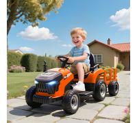 AIYAPLAY Tracteur pour enfants électrique, tracteur télécommandé à monter, démarrage en douceur, pour enfants de 3 à 8 ans, Orange