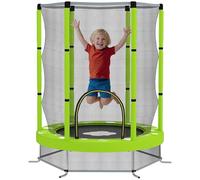 AIYAPLAY Trampoline pour Enfants Ø140 cm, Trampoline extérieur pour Enfants avec Filet de sécurité, Porte zippée, 6 poteaux rembourrés, pour intérieur extérieur, pour 3-6 Ans, Vert