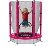 AIYAPLAY Trampoline récréatif pour enfants de 1,4 m avec filet de sécurité, trampoline récréatif pour intérieur et extérieur, enfants de 3 à 6 ans, motif soleil, rose
