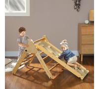 AIYAPLAY Triangle d'escalade, 3 en 1 Montessori en bois pour grimper et glisser, charge max. 50 kg, pour 18-48 mois, bois naturel