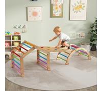 AIYAPLAY Triangle d'escalade enfant avec rampe réversible toboggan bascule et structure d'escalade multicolore