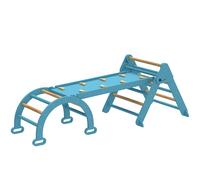 AIYAPLAY Triangle d'escalade Montessori 7 en 1 en bois pliable avec Arche et Rampe pour enfants 18-48 mois 188x70 cm Bleu